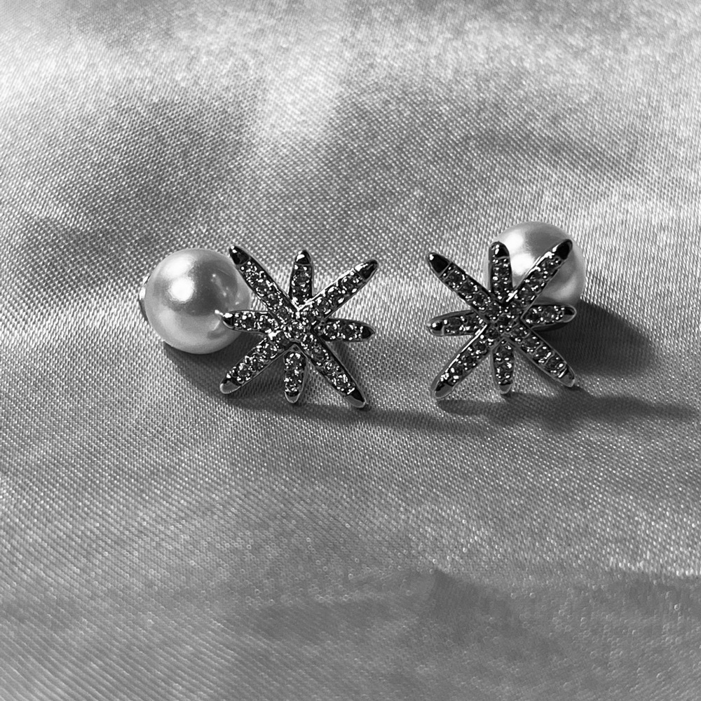 Double Sided Star & Pearl Earrings